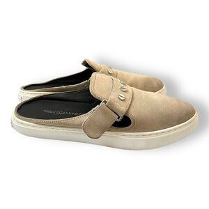Rebecca Minkoff Sonia Taupe/tan Suede Slip On Silver Studded Sneaker Mules